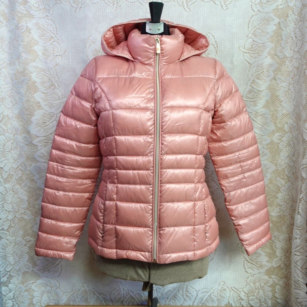 Calvin Klein Womens Size Medium Puffer Jacket Down Blend Packable Premium Pink